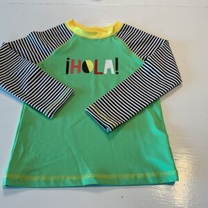 Cat & Jack Green Tee with Striped Sleeves